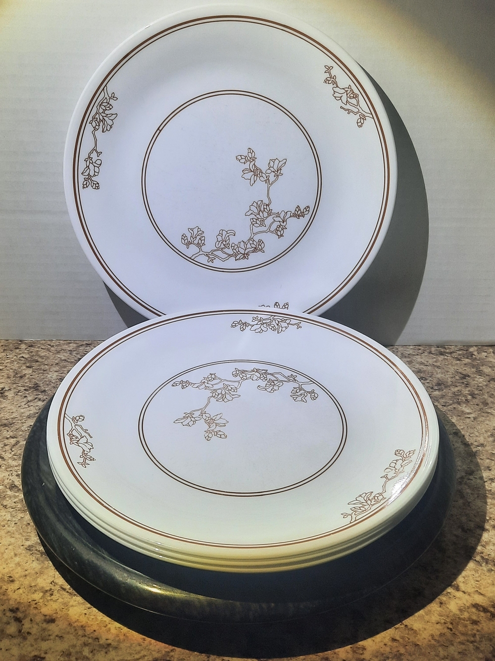 Corelle Oriental Wood Dinner Plates X 4